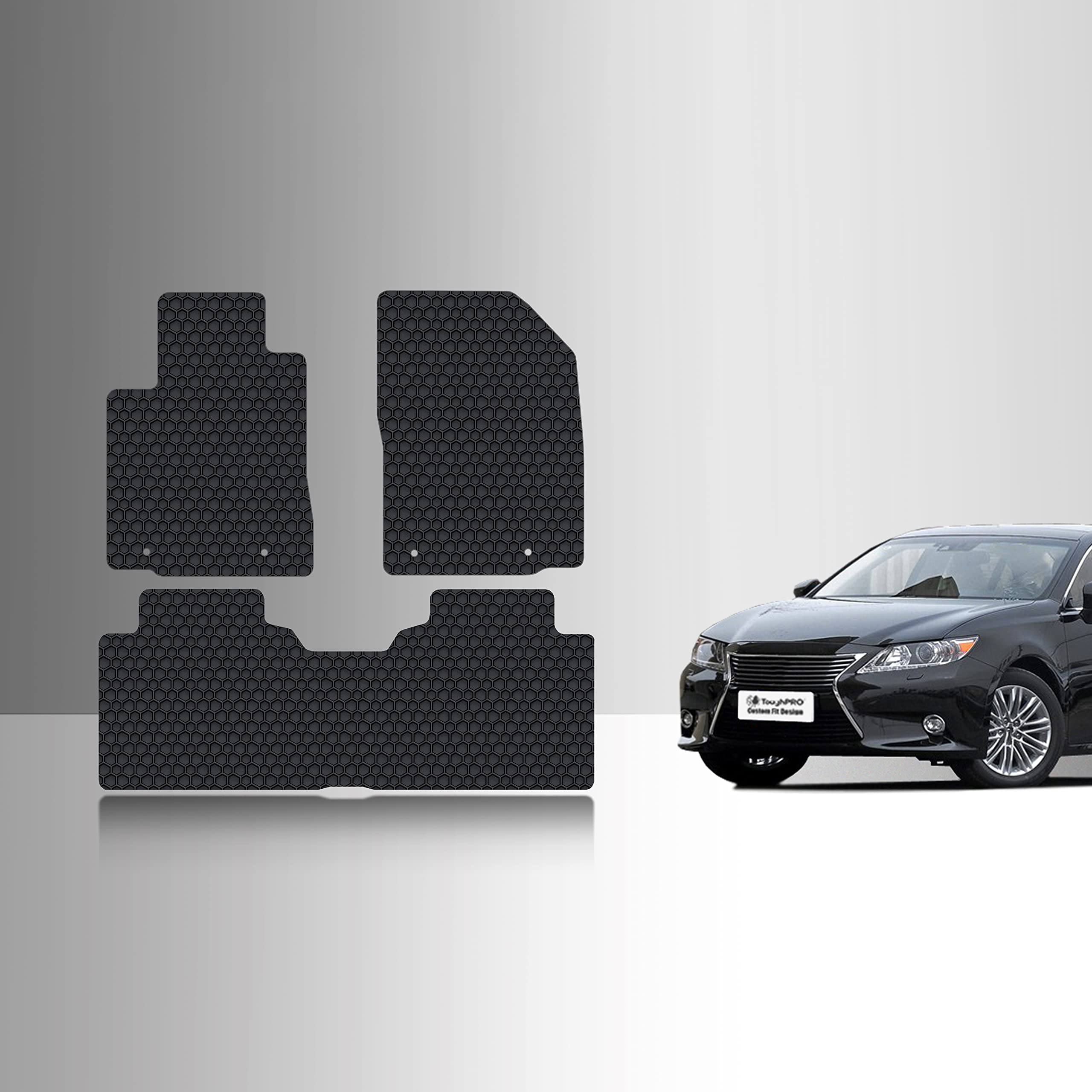 TOUGHPRO Floor Mats Accessories Set (Front Row + 2nd Row) for Lexus ES350 All Weather Heavy Duty (Made in USA) Black Rubber 2007 2008 2009 2010 2011 2012