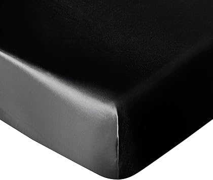 NTBAY Silk Satin Fitted Crib Sheet, Super Soft and Silky 28x52 Crib Sheet for Standard Crib and Toddler Mattresses, Boys, Girls, Unisex, Black, 28x52 Inches