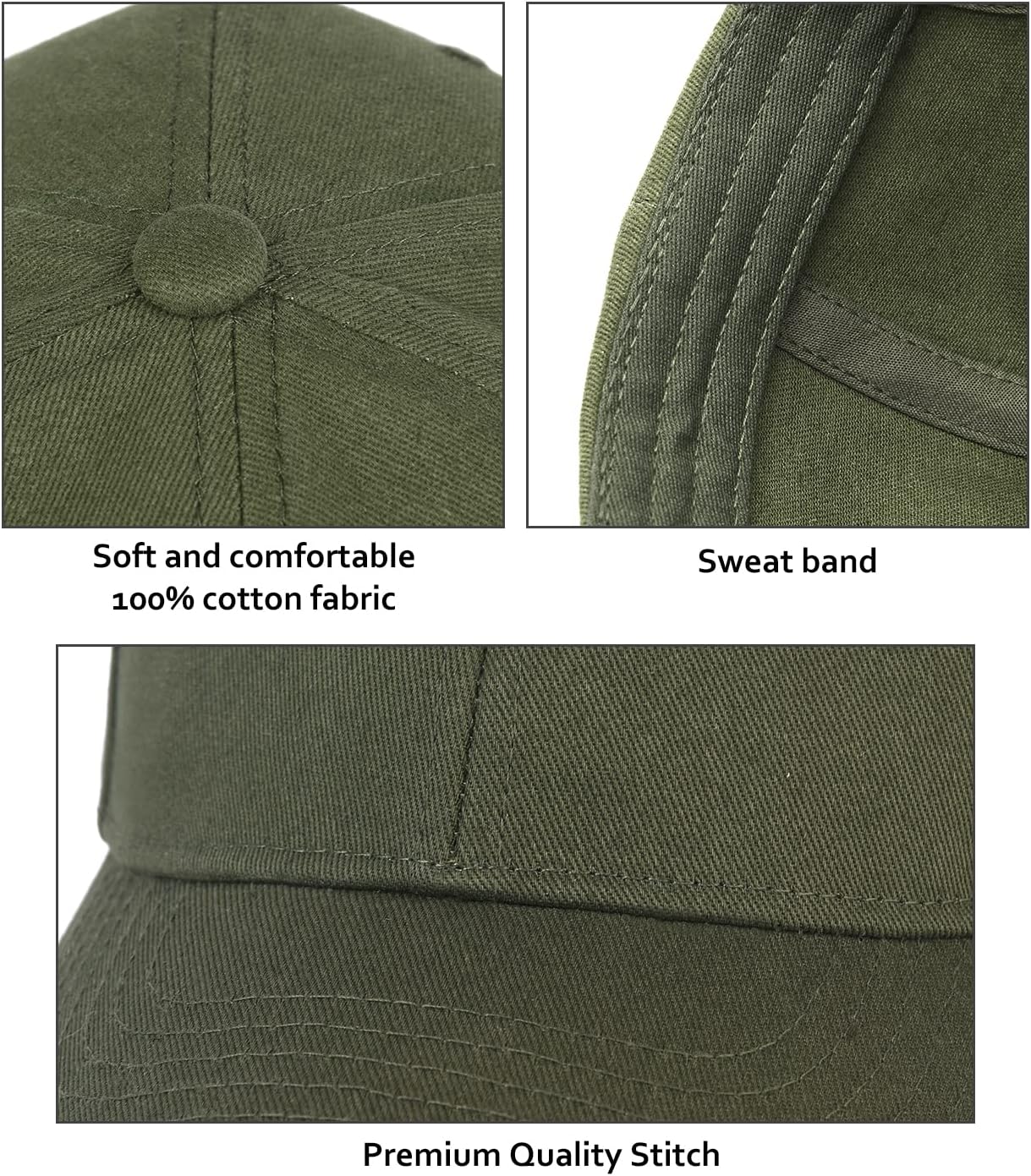 3 Pack Unisex Cotton Baseball Cap Adjustable Unconstructed Plain Sport Dad Golf Hat for Men and Women - Image 5