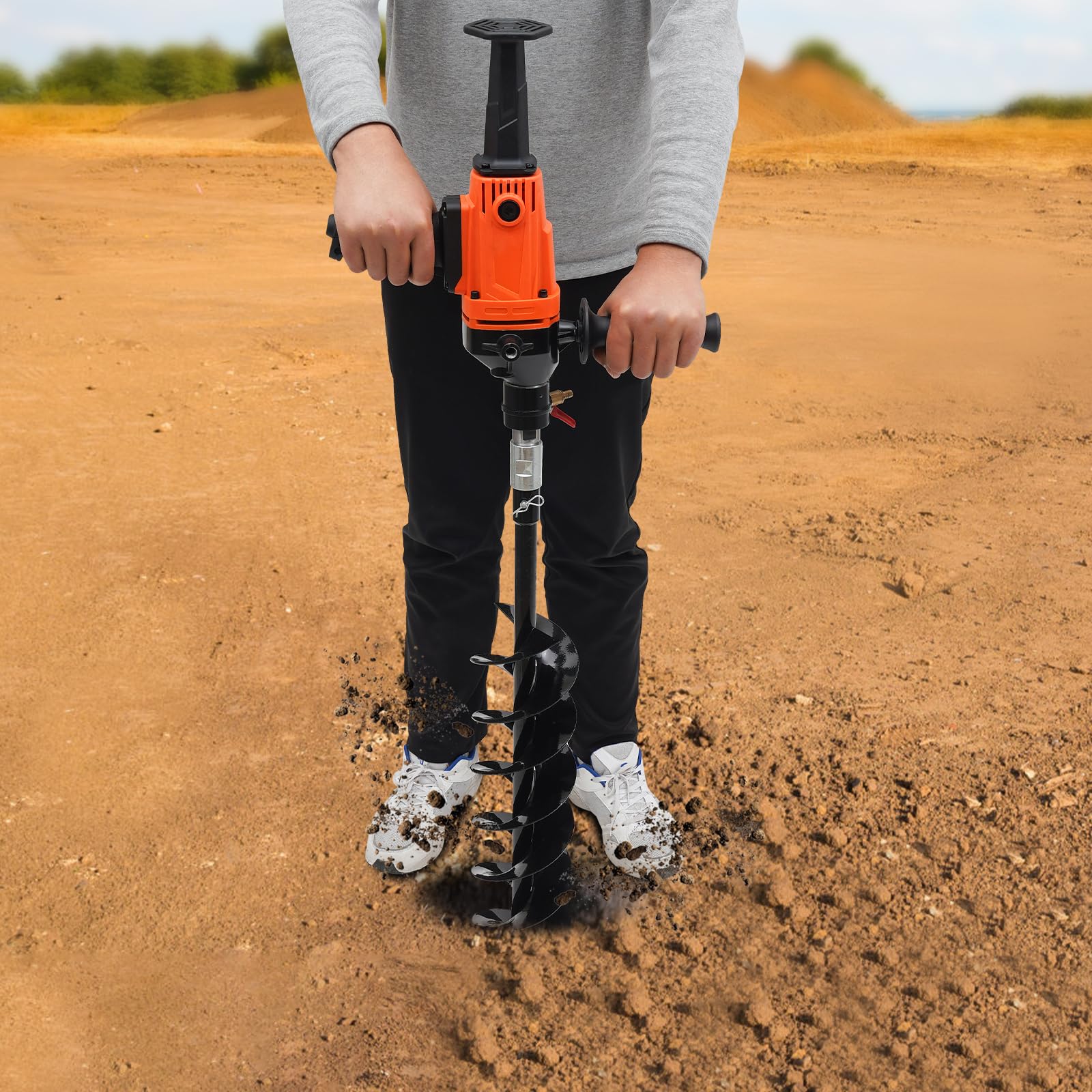 Elektryczna wiertarka do gleby wtykana, wiertarka do wbijania w ziemię, wiertło do słupków, wiertło ogrodowe 120 mm, wiertło dwurzędowe o mocy 1,9 kW do ogrodu, rolnictwa