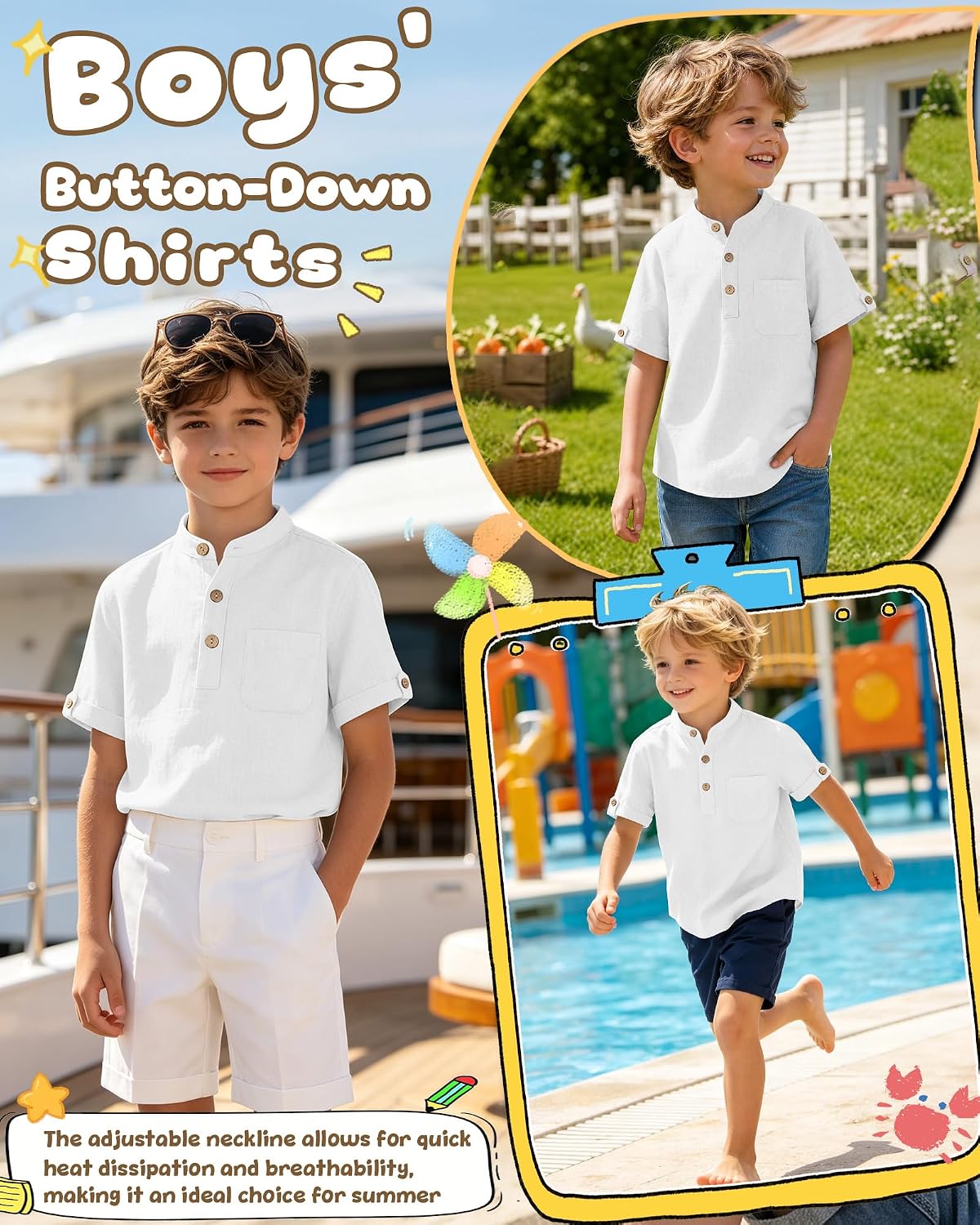 Boys Linen Short Sleeve Button Shirt