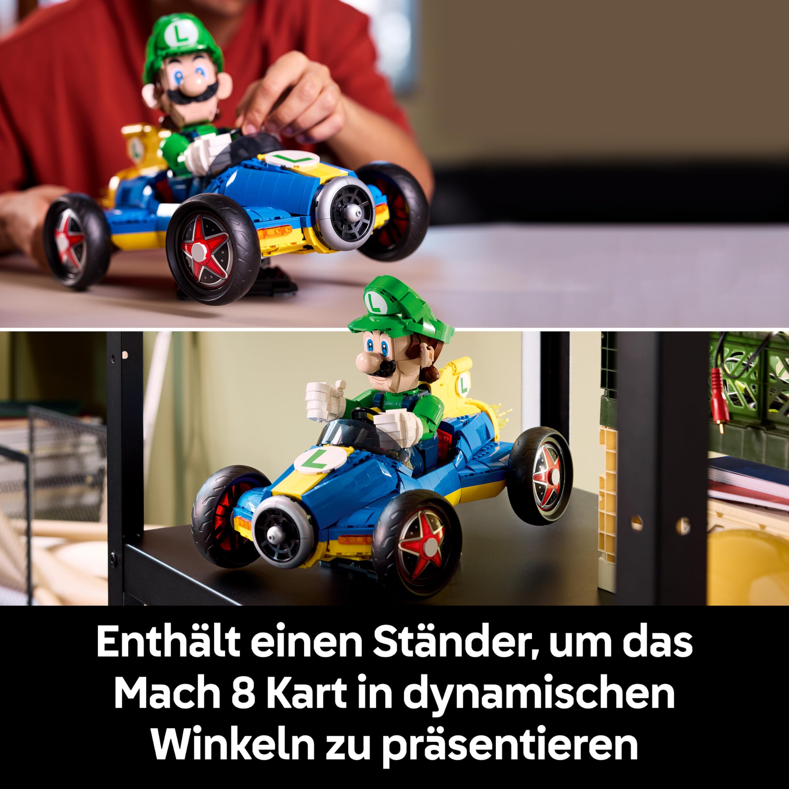 LEGO Super Mario: Mario Kart: Luigi & Turboflitzer - Nintendo Figur und Auto Modellbau für Erwachsene - Sammelbares Gaming Merch - Geschenkidee für Männer, Frauen und Fans - 72050