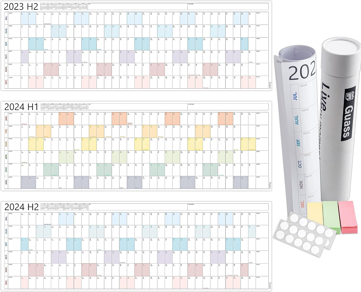 Guass Large Wall Calendar 2023 41.3/ X 41.7/ Wall Planner Academic