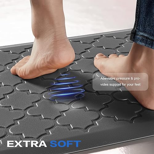 Miniatura 3 de Tapete de cocina acolchado antifatiga, 12 pulgada de grosor, impermeable, antideslizante, tapete de escritorio de pie ergonómico para cocina,