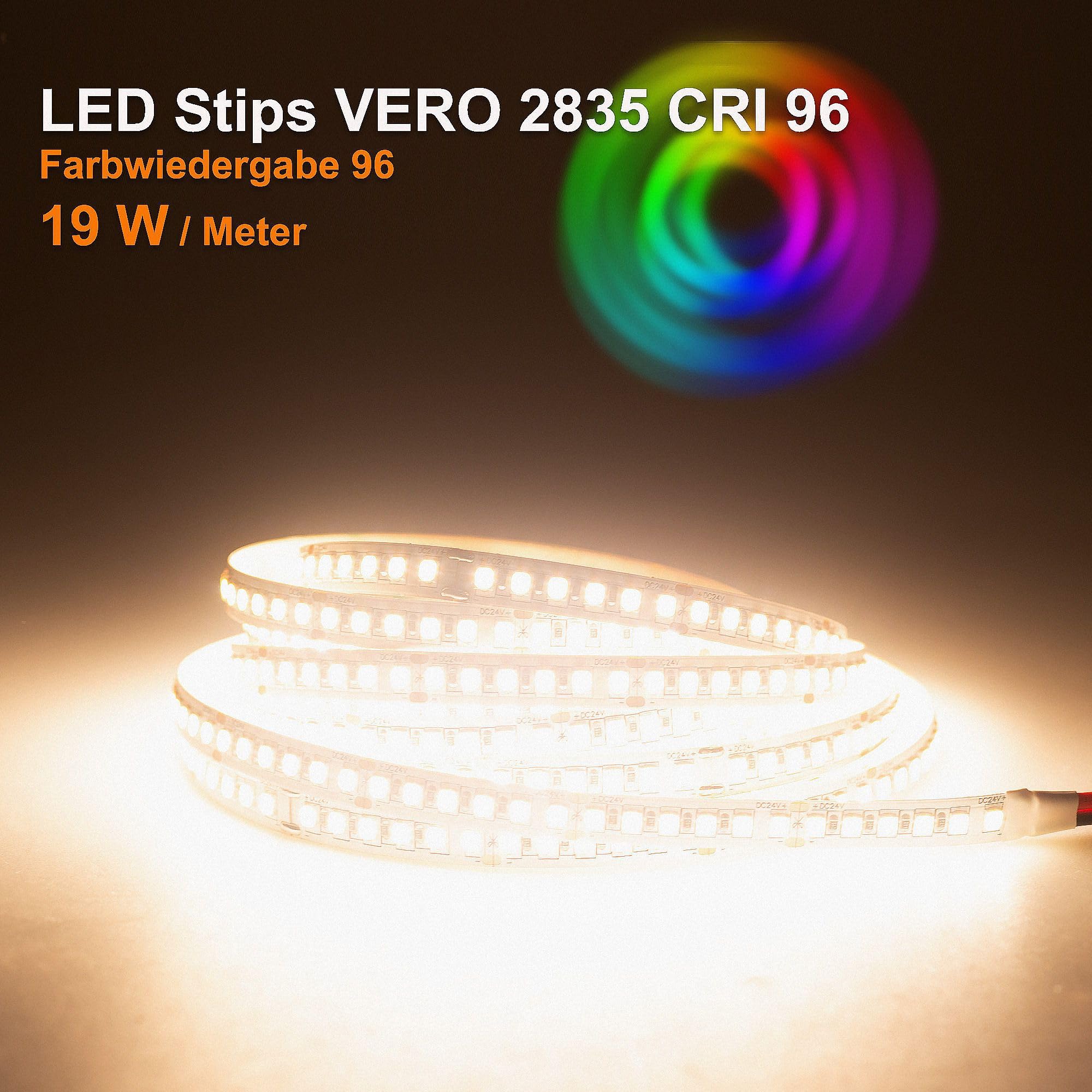 LED Striscia VERO bianco caldo (3000K) CRI 96 96W 5m 24V IP20