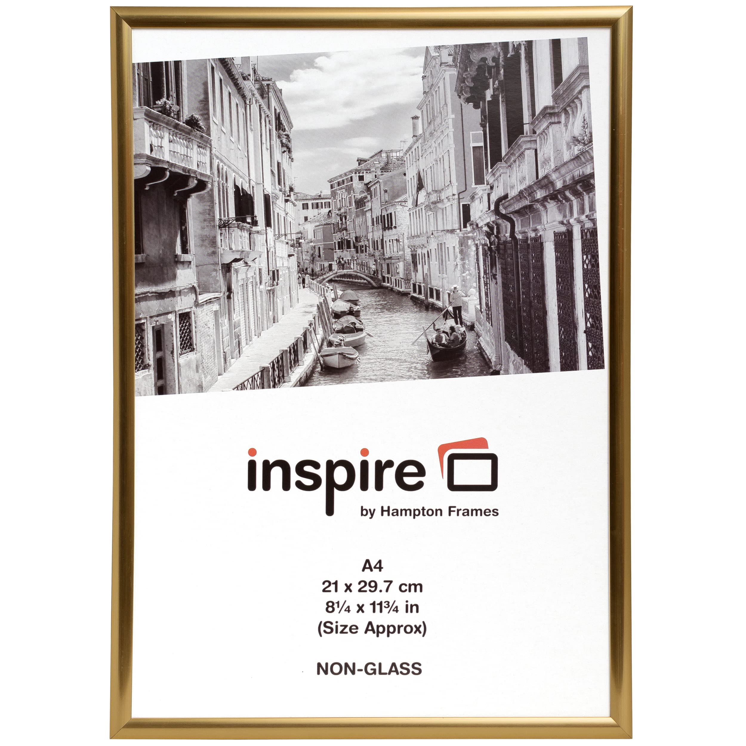Hampton Frames BACKLOADER Poster Certificate Frame Acrylic (Non Glass) Gold A4 (21x30cm) A4MARGLD