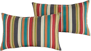 Greendale Home Fashions Outdoor Rectangle Throw Pillow (Set of 2), Adobe Stripe