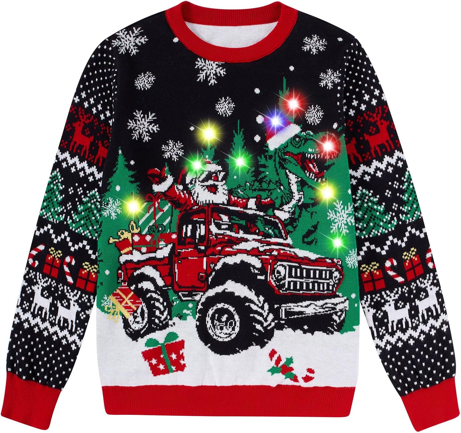 Funnycokid Kids Ugly Christmas Sweater Light Up Boys Girls Funny LED Knitted Pullover Size 7-14