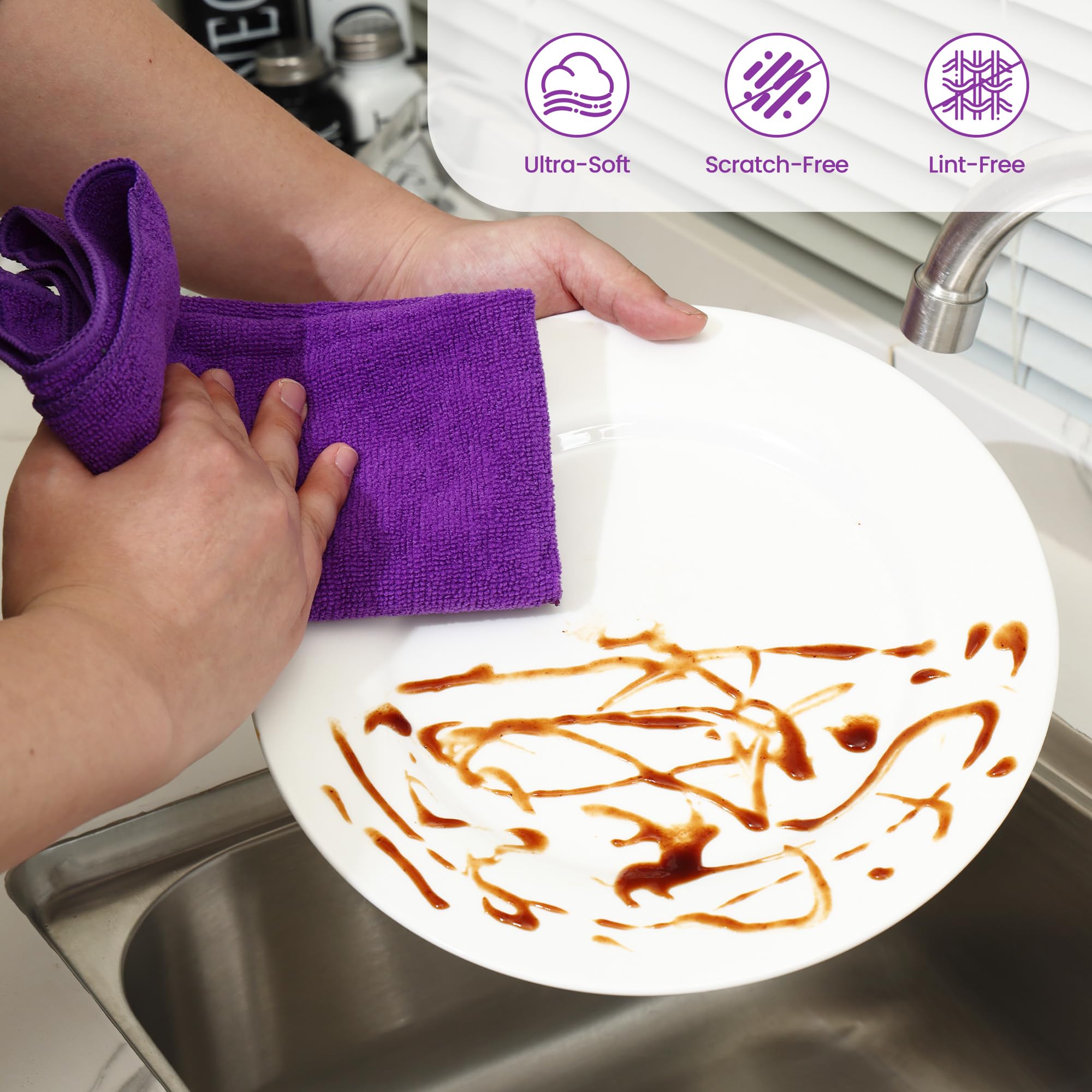 Microfiber Cleaning Cloths-12 Pack Microfiber Towels for Cars Kitchen Highly Absorbent Cleaning Towel Lint Free Streak Free Rags — view 3