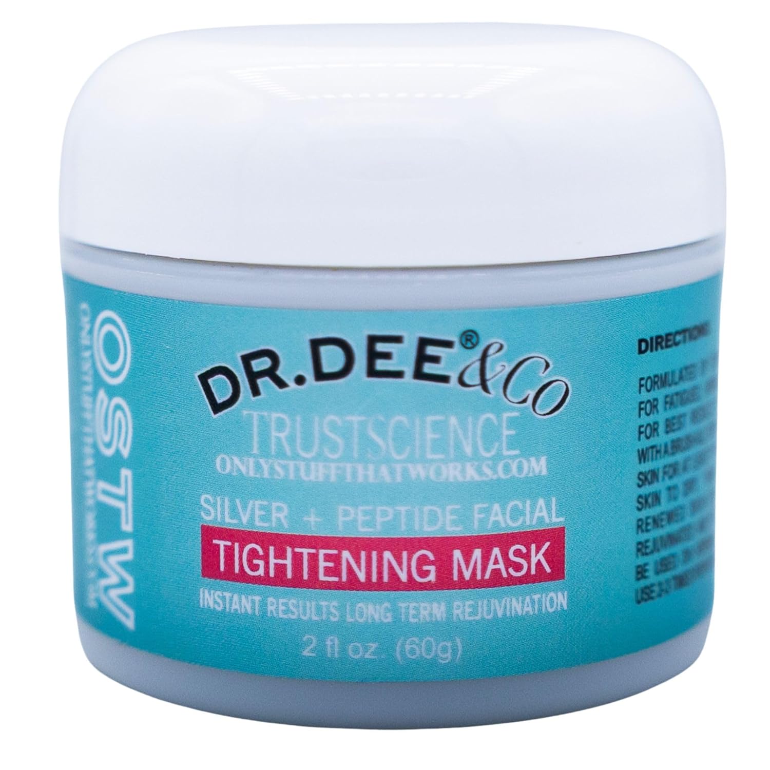 Dr. Dee & Co. Skin Tightening Facial Mask 2 oz - Silver + Peptide Clay Mask with Arnica, Zinc Oxide & Hyaluronic Acid - Visibly Firms & Refines Pores - PhD Formulated - Women-Owned Face Mask