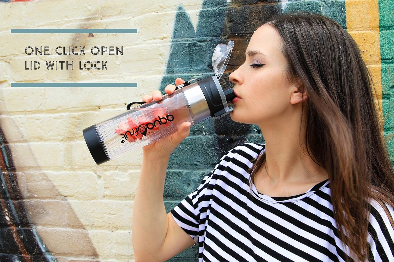 NEW AquaFrut Unique Bottom Loading Fruit Infuser Water Bottle Complete Bundle Includes Bottle Brush, Insulating Sleeve & Infusion Recipe eBook. Leak Proof Sweat Proof BPA-Free (Pink) - Image 7