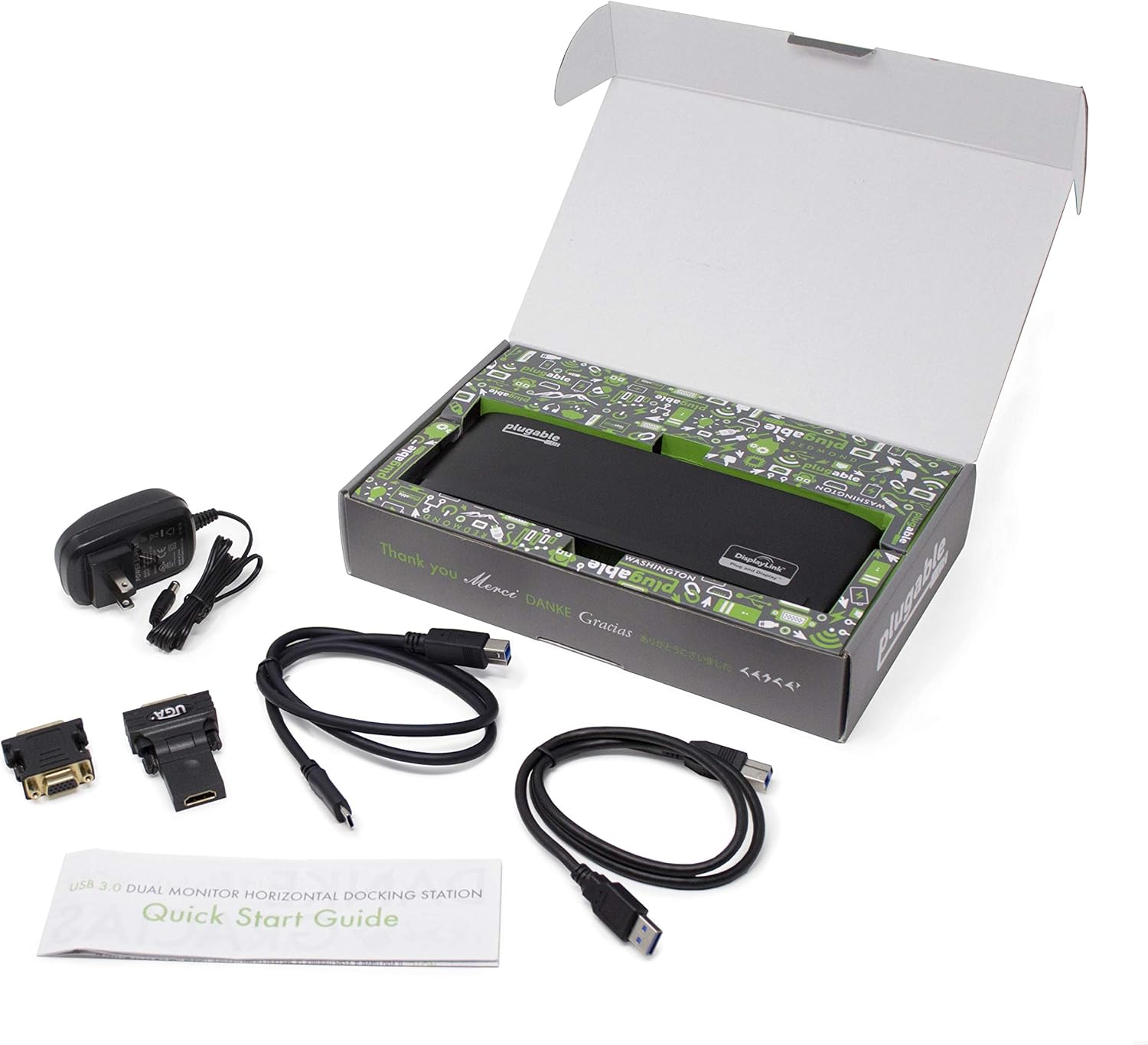 Plugable USB 3.0 Universal Laptop Docking Station for Windows and Mac (Dual Monitor: HDMI and DVI/HDMI/VGA, Gigabit Ethernet, Audio, 6 USB Ports) - Horizontal : Electronics
