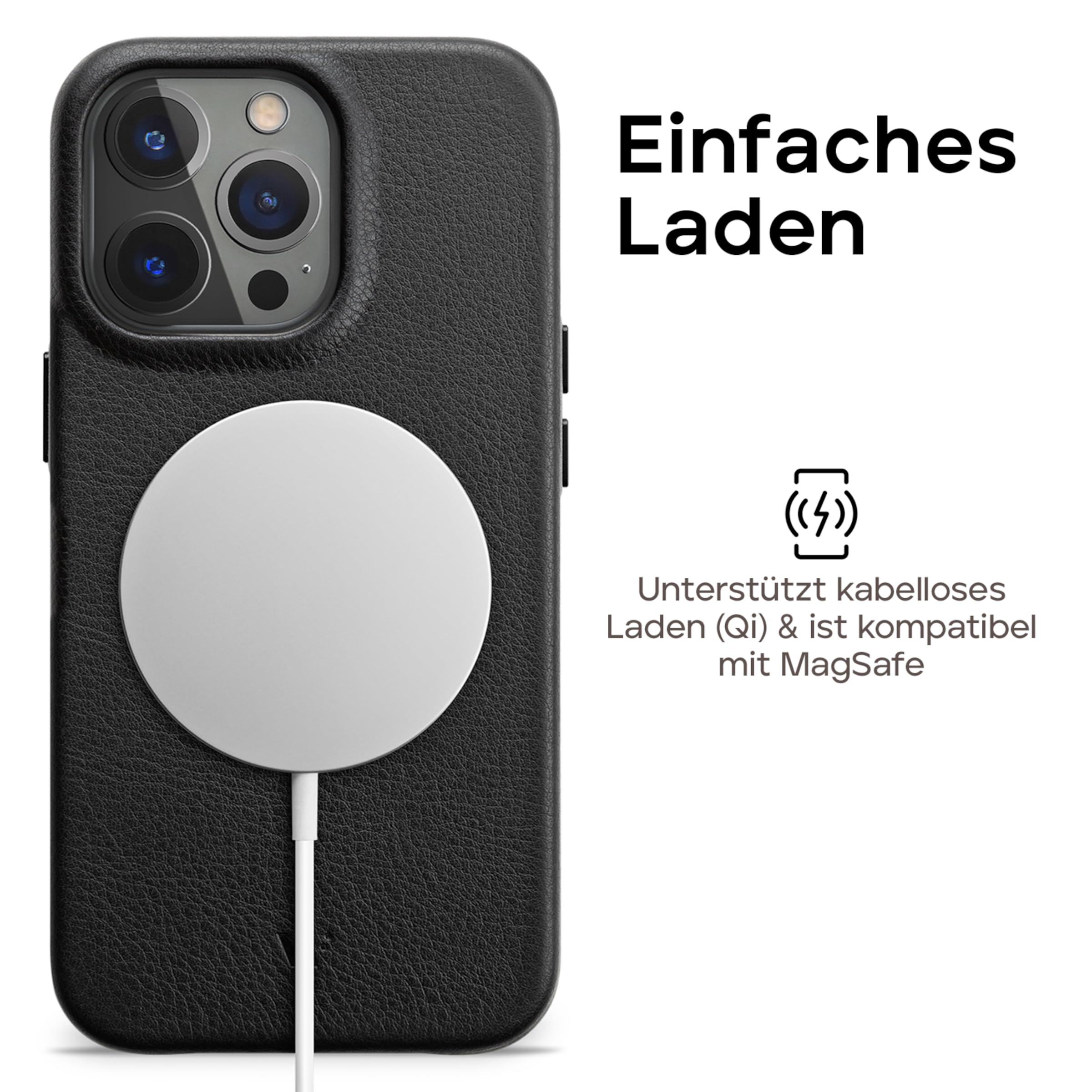 WIIUKA Sacchetto Porta Cellulare, Custodia per iPhone 15 Pro, in pelle tedesca, ultra sottile, di alta qualità, colore: nero