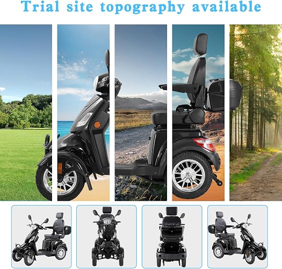 Mobility Scooters for Seniors,Heavy-Duty 4 Wheel Mobility Scooters for Travel,500LBS Capacity 800W All Terrain Handicap Scooters for Adults (Black-XL)