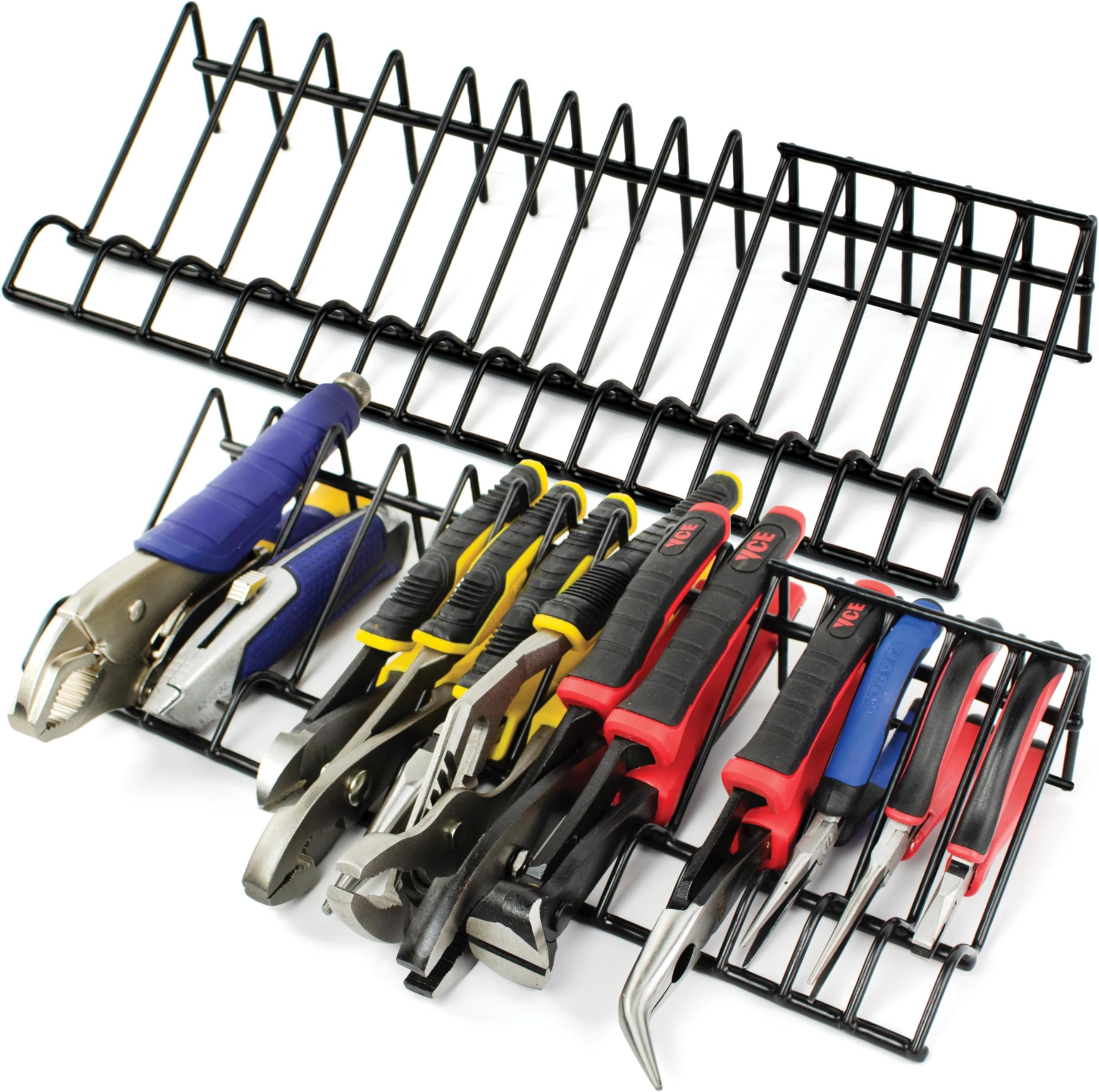 Plier Organizer Rack for Tool Box Storage, Holds Regular and Wide Handle Pliers, Fits Toolbox or Chest Drawers, Durable and Space-Saving Design (2 Pack)