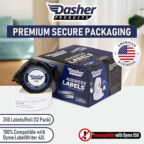 Miniatura 2 de Dasher Products Etiquetas de dirección compatibles con Dymo 30252 - 1-18 x 3-12 pulgadas 12 rollos de etiquetas 350 autoadhesivas para envío código