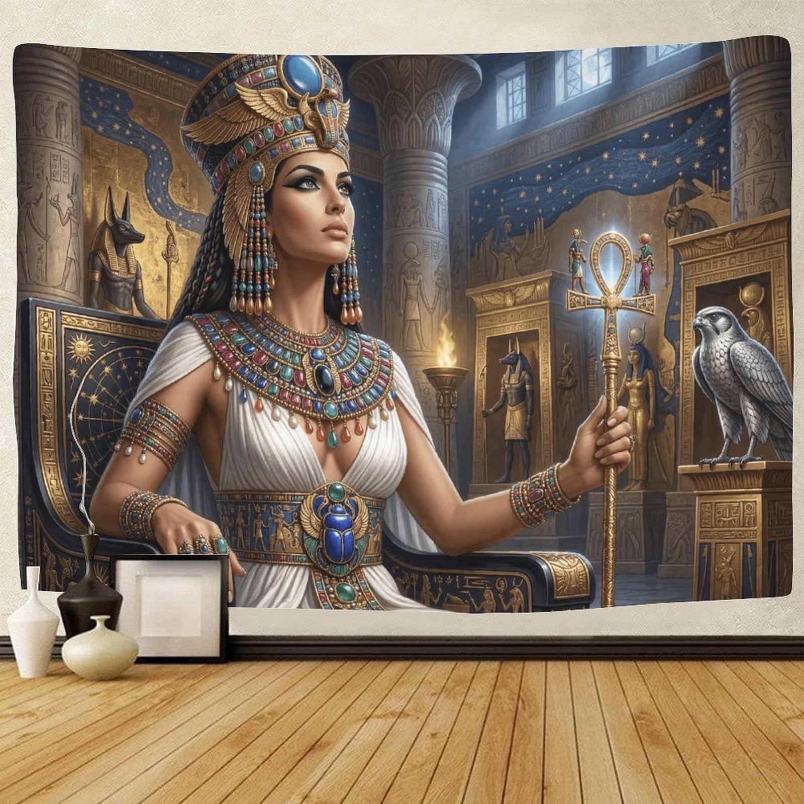 GPMNBCXZK Egyptian Isis Wall Tapestry Ancient Temple Decor 3D Printed Home Living Room Bedroom Hanging 100cmx150cm
