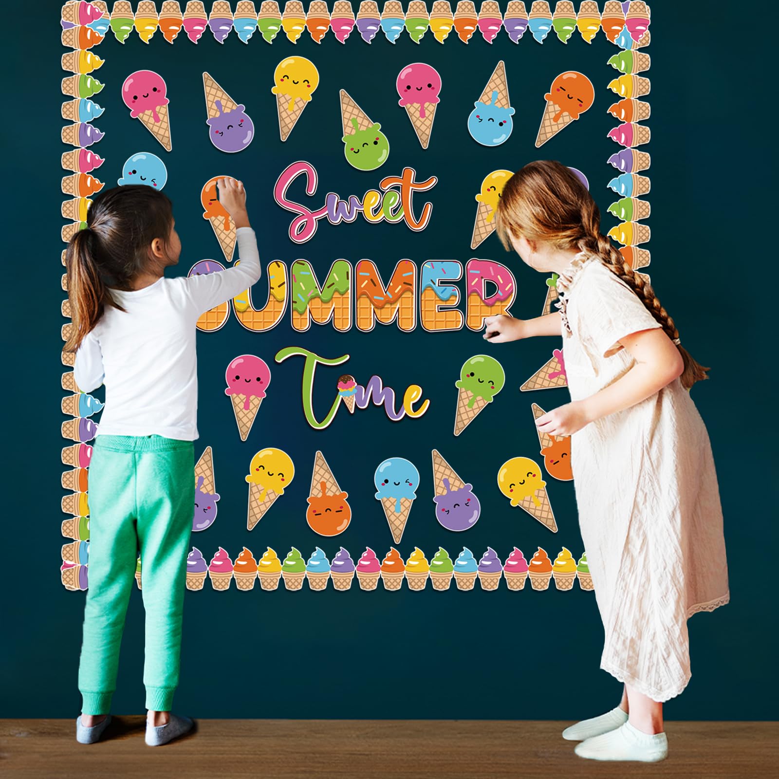 Sommer-Pinnwand-Deko Set – 52-teilig, Mit Eis-am-Stiel Motiven, Klebepunkten, Für Klassenzimmer & Büro