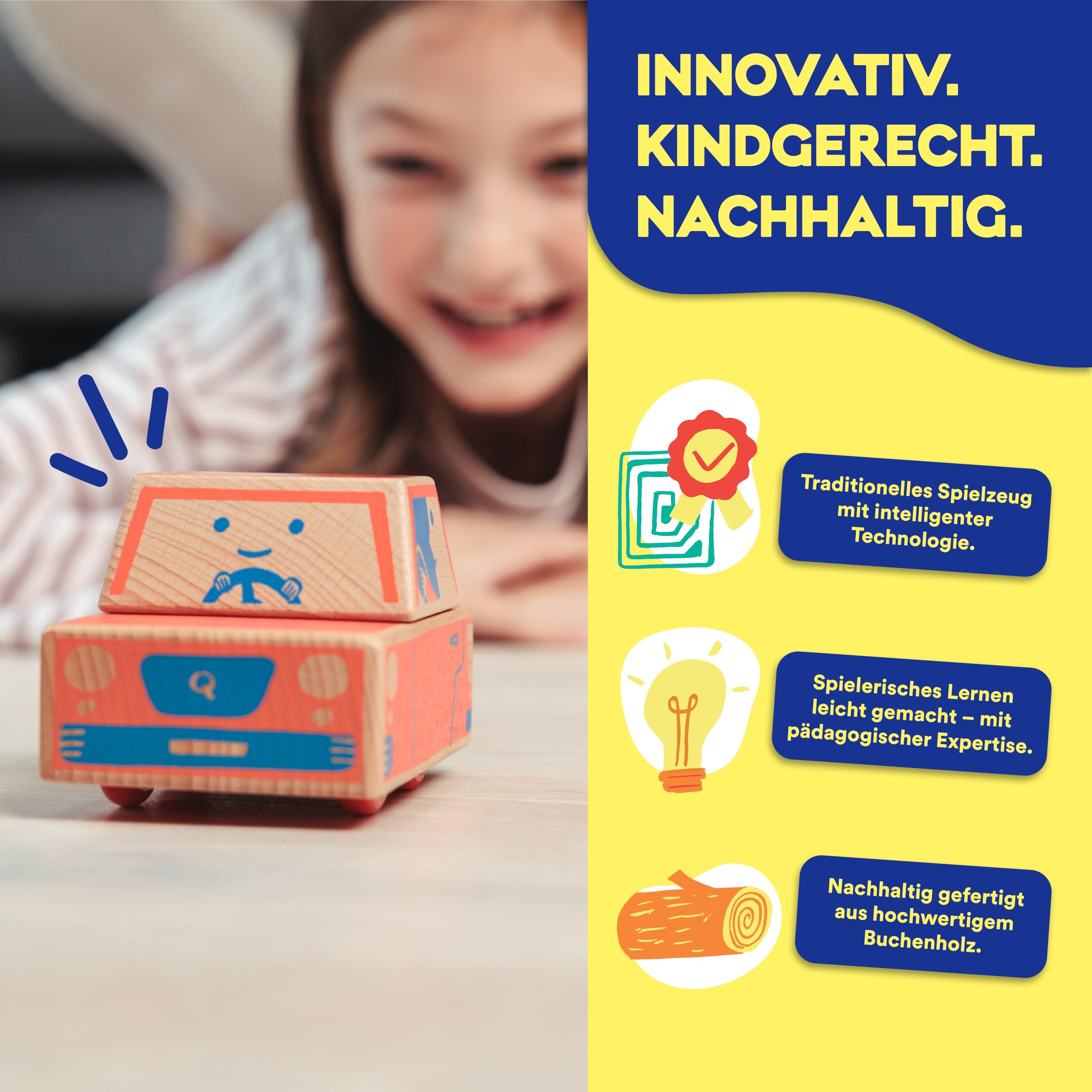 Starter-Set | Spielend leicht Programmieren für Kinder mit Block-Auto Cody | Lernspielzeug aus Holz für Jungen und Mädchen | Erkunde Dein Zuhause spielerisch mit nachhaltigen RFID-Blöcken |