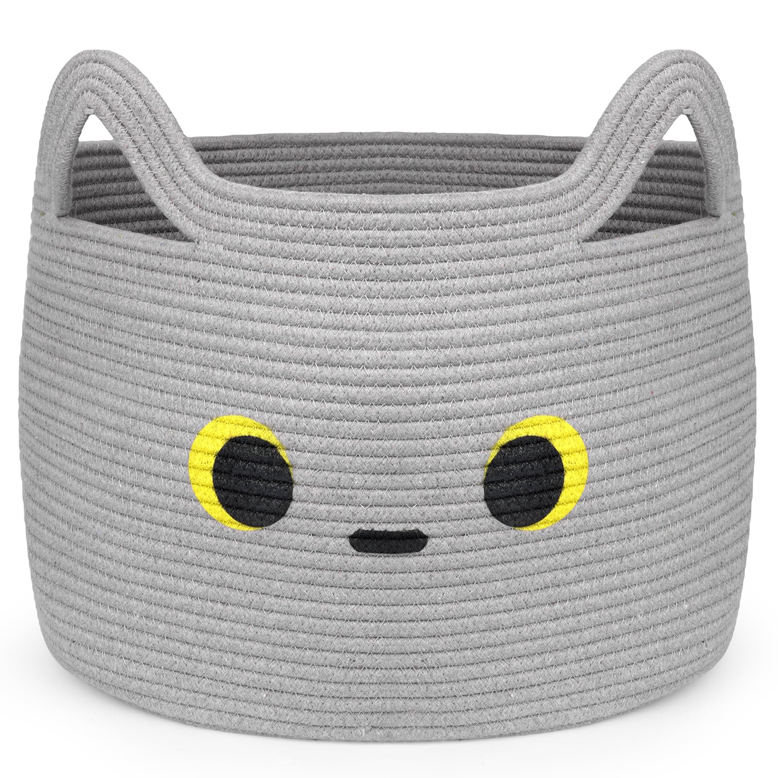 Großer Korb aus Baumwollseil,Aufbewahrungskorb aus gewebter Baumwolle,Katze Gewebter Aufbewahrungskorb für Spielzeug,Baumwolle Körbe Schateln für Baby Kleinkinderzimmer