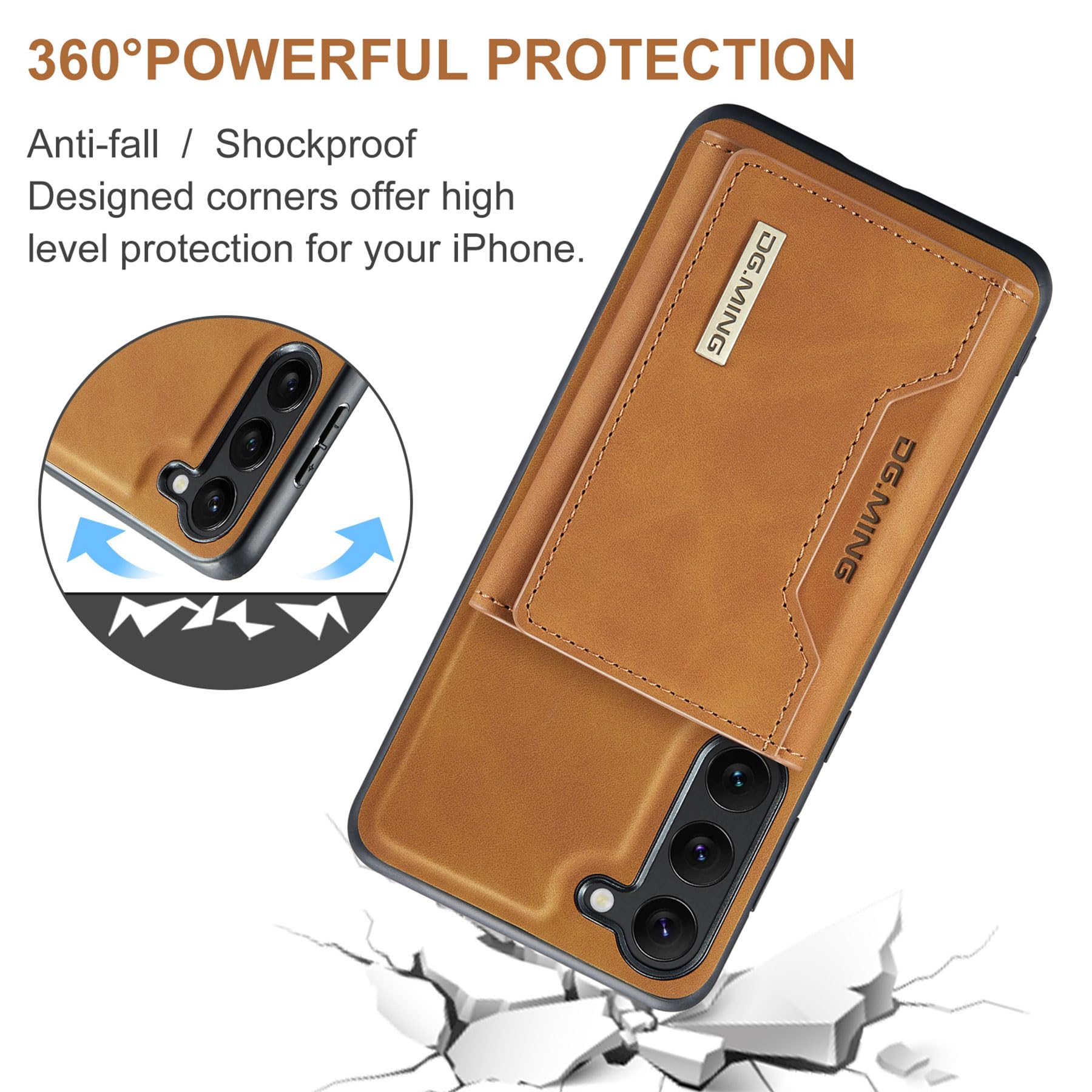 ZCDAYE Custodia per Samsung Galaxy S23 con scomparto per carte di credito, in pelle, per Samsung S23, con scomparto per carte di credito, chiusura magnetica, pratica custodia, marrone