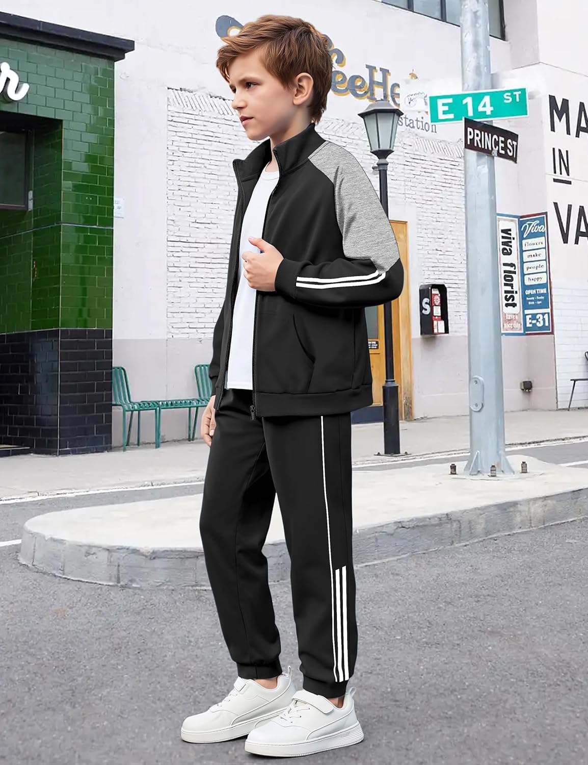 NECIOUS Boys Clothes 2 Piece Long Sleeve Zip Up Boys Sweatshirt Jacket and Jogging Sweatpants Kids Fall Winter Outfits 6-12Y - Image 4