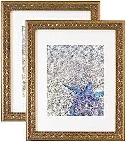 Golden State Art 11x14 Photo Frame with White Mat for 8x10 Picture & Real Glass for Wall Display - Home or Office Classic Design (Ornate Bronze Gold, 2-Pack)