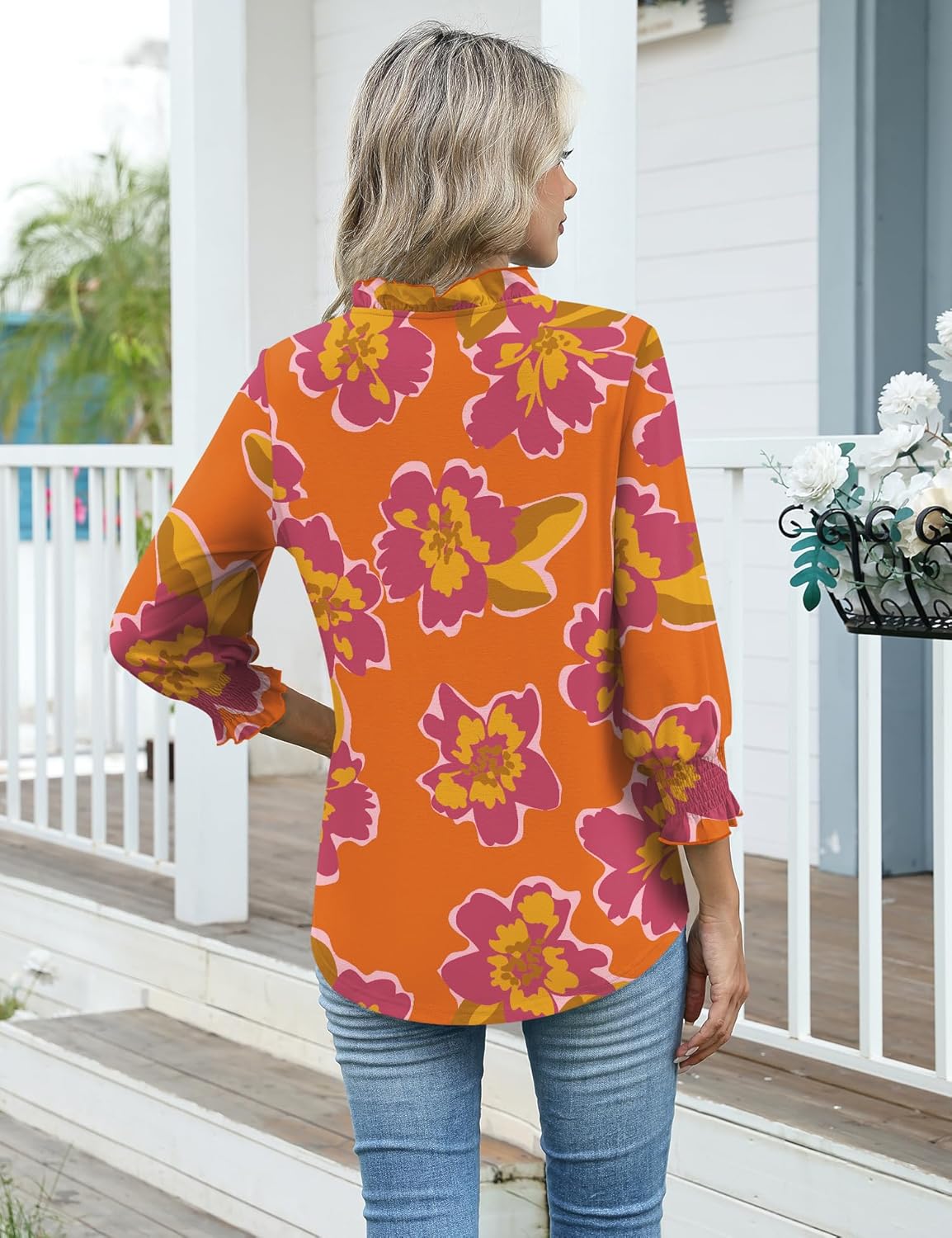 Kistore Tops for Women Dressy Casual 3/4 Length Sleeve Blouses with Pleated Cuffs 2026 Trendy Shirts - Image 5