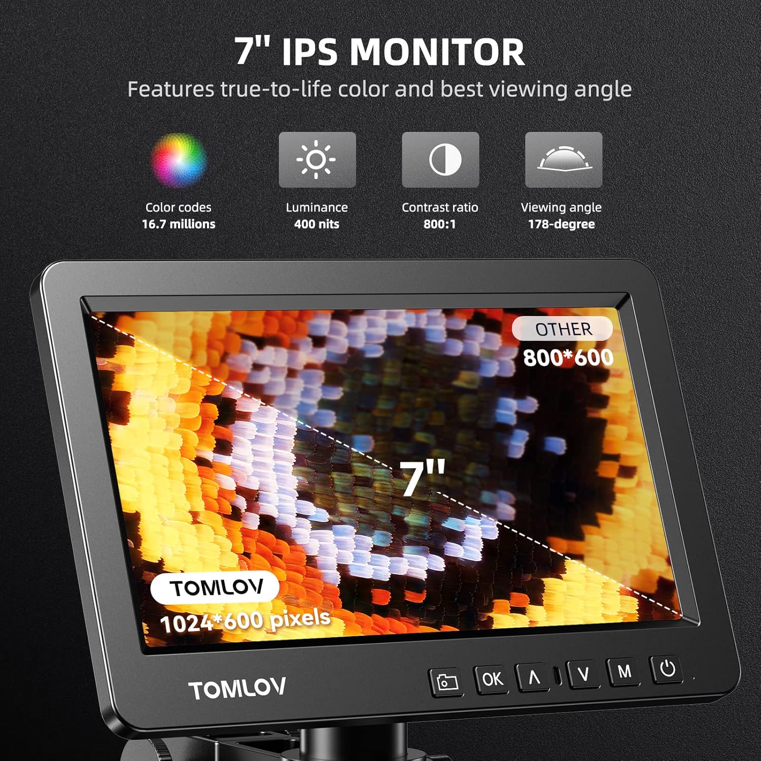 7-inch IPS monitor features