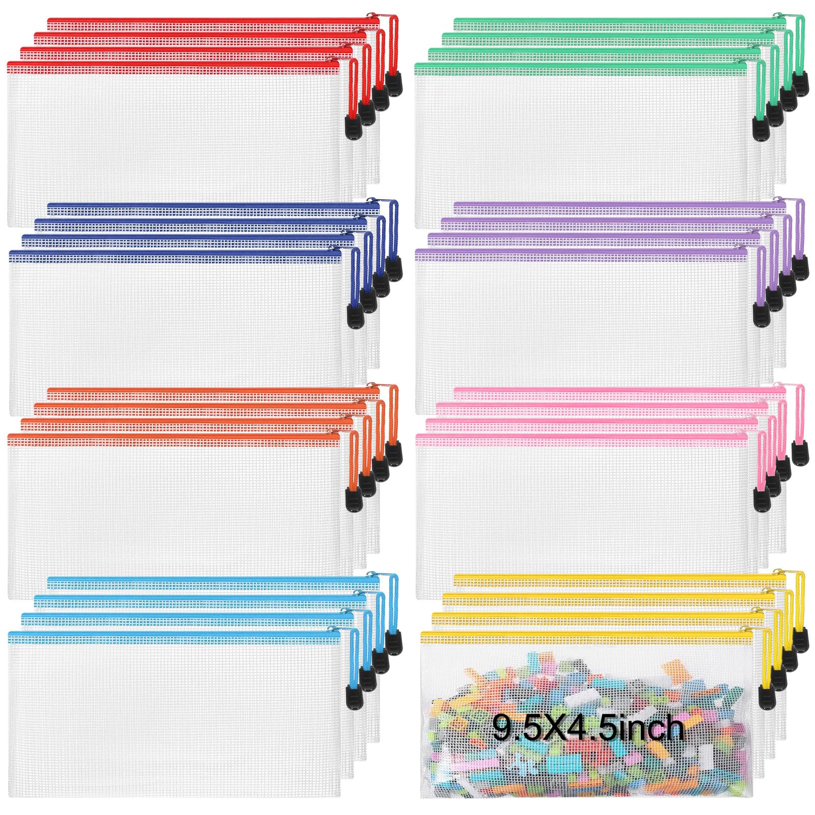 Jetec 32 Pcs Mesh Zipper Bags Bikini Organizer,Cute Color,9.5 x 4.5 Inch