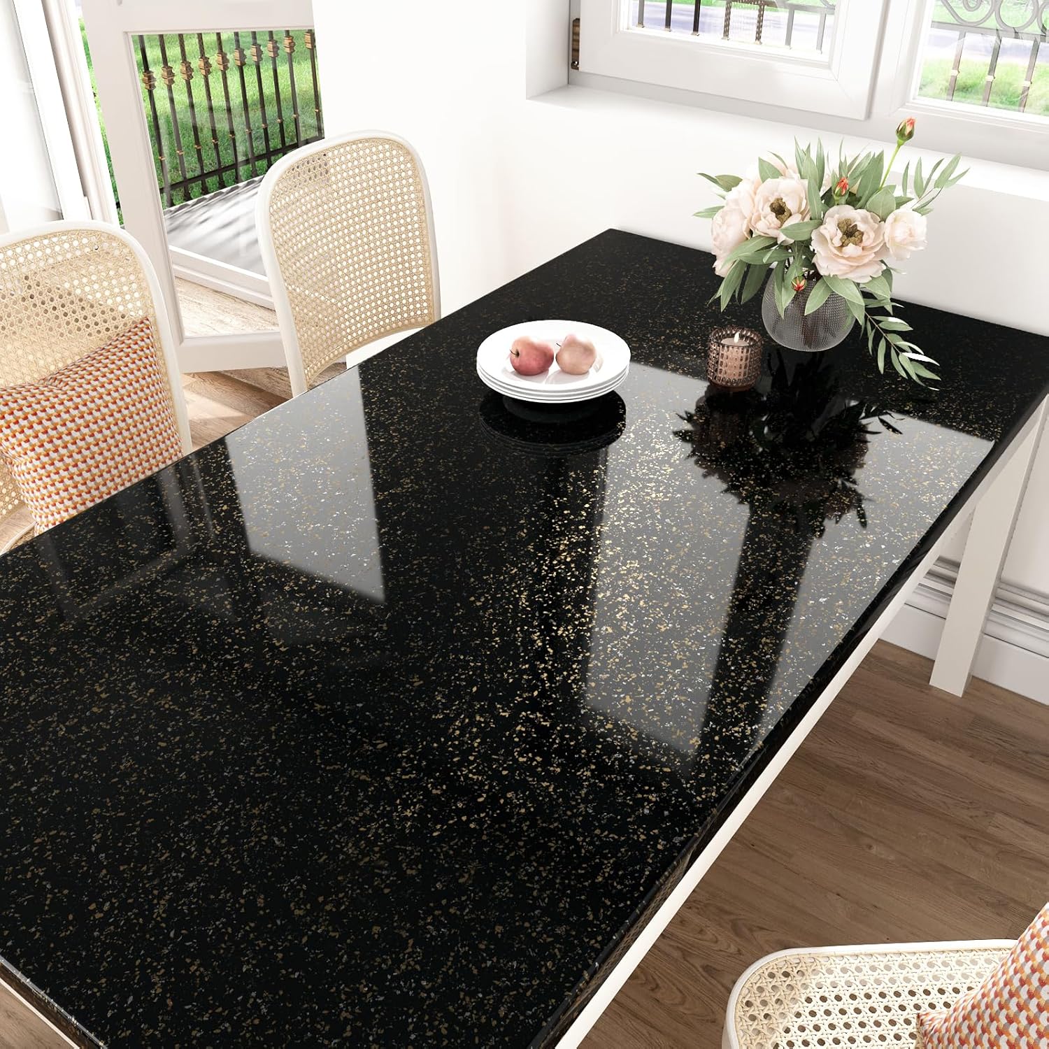 Black Marble Contact Paper for Countertops Waterproof Kitchen Backsplash Black Gold Wallpaper Peel and Stick Countertops Granite Marble Contact Paper Self Adhesive Counter Top Stick 15.8"x80"