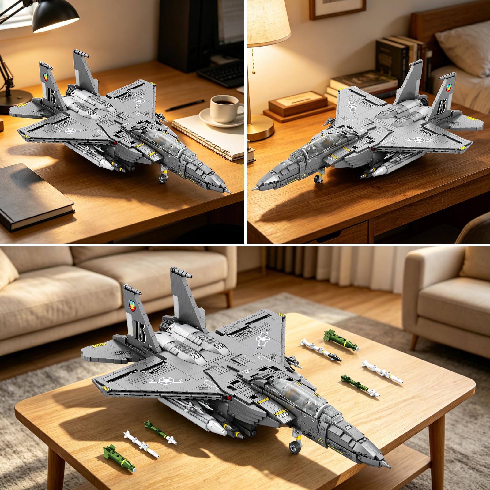 Reobrix F-15E Fighter Bomber - Juego de bloques de construcción para adultos 33034