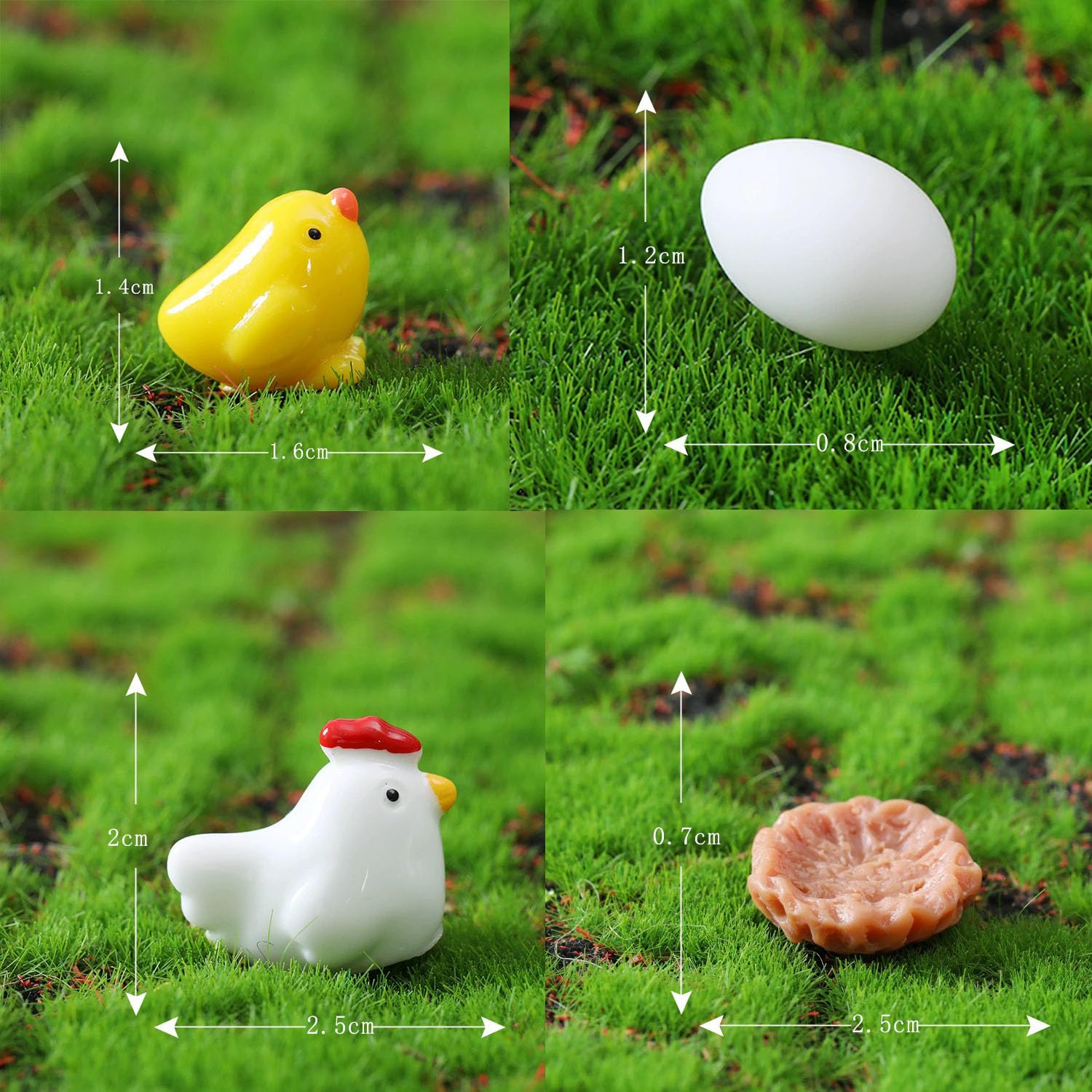 ZhangyiHot 44-Piece Miniature Chicken Family Set - Tiny Roosters, Hens & Eggs For Fairy Garden & Terrarium Decor - View #6