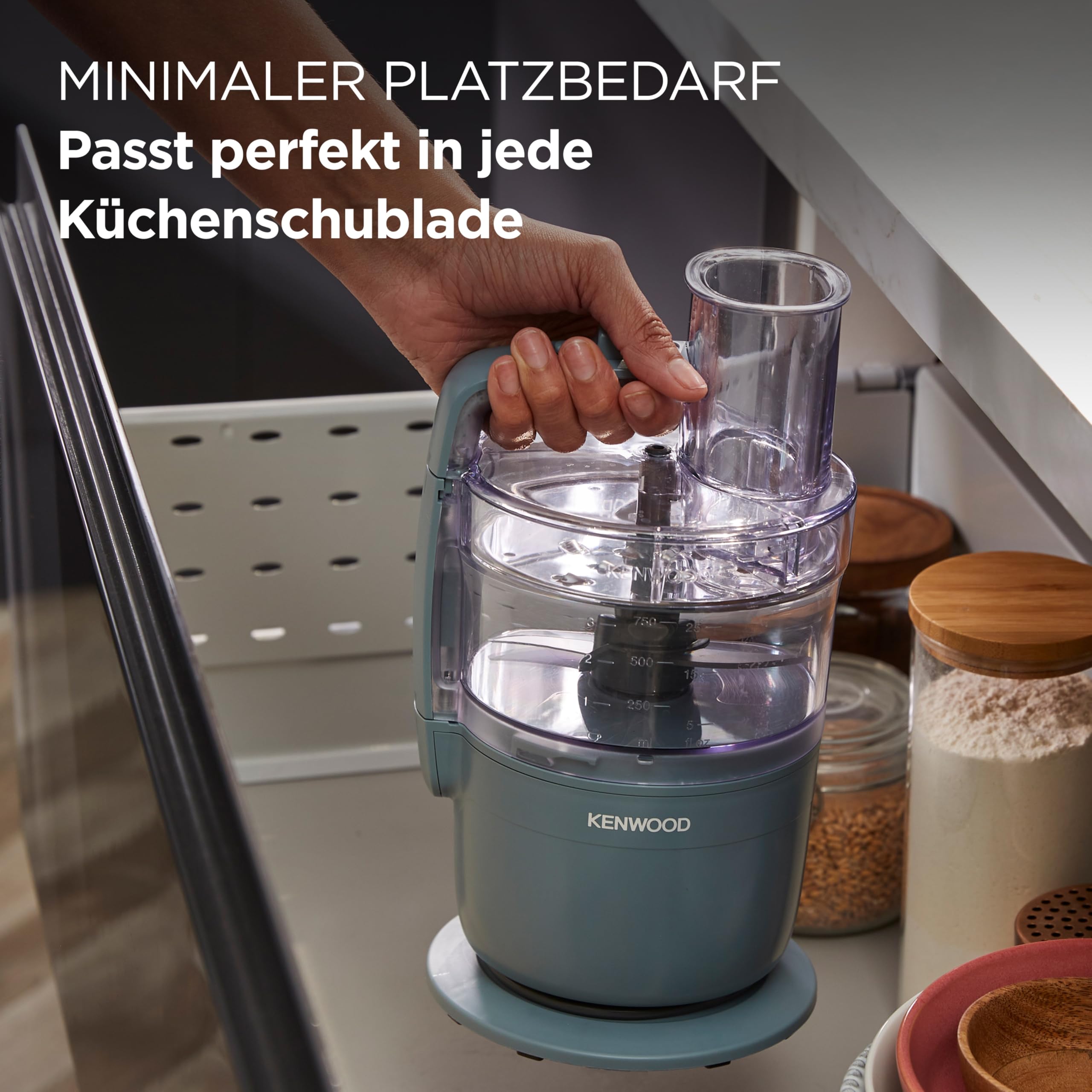 Kenwood MultiPro Compact – Kompakte Küchenmaschine mit Express Serve, Edelstahlmesser, Schneid- und Raspelscheiben, Pulse-Funktion, Blau (FDP23.130GY)