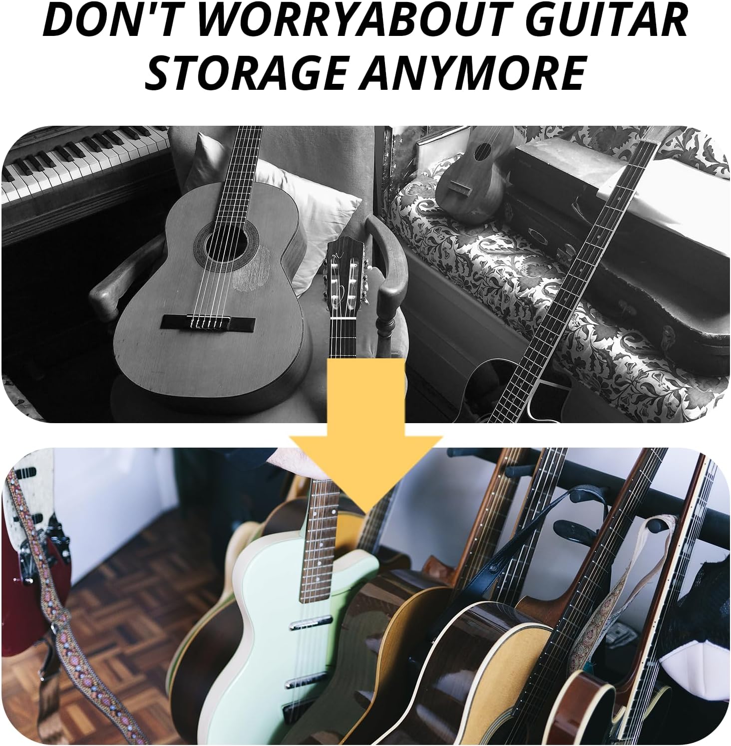 Karl home 3/5/7/9 Multiple Guitar Stand, Display Rack Guitars & Ukulele & Bass & Banjo Holder for Band, Studio, Home (Square-5 Holder)