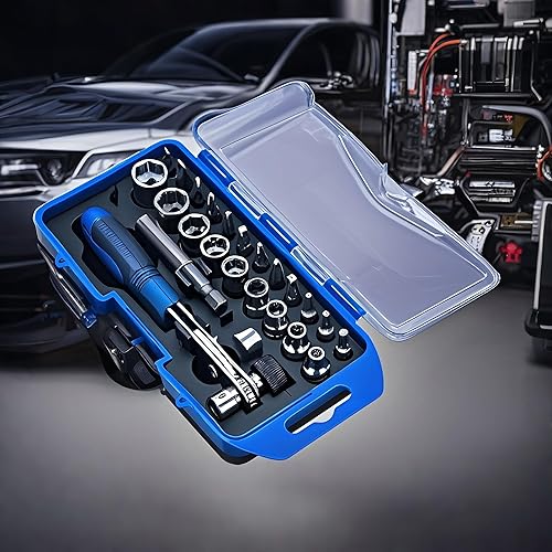 Juego de 23 destornilladores de trinquete con mango de liberación rápida, llave de taladro, herramientas de reparación para todo el trabajo