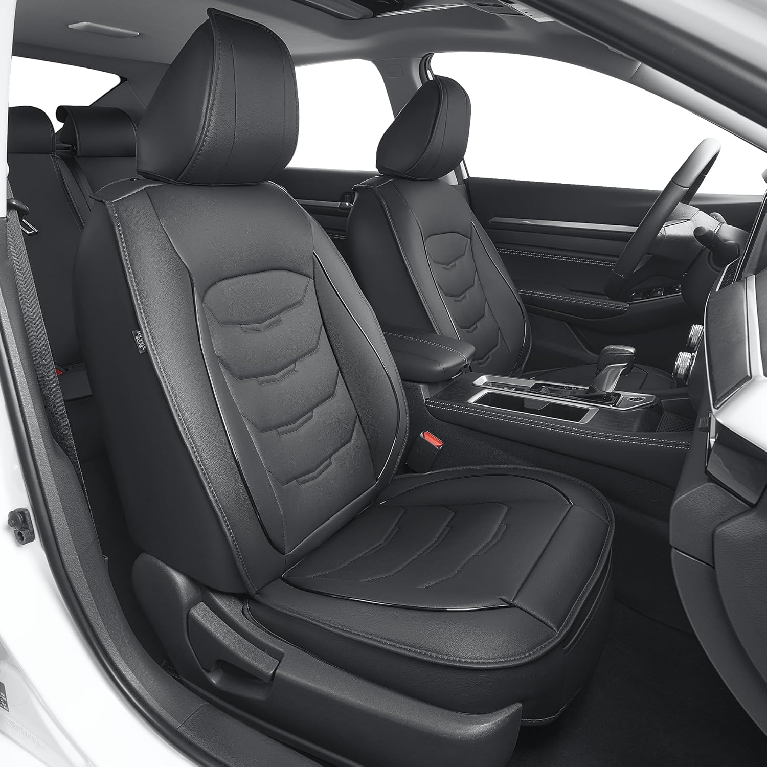 Custom Full Car Seat Covers for Nissan Altima 2019-2025 Waterproof Synthetic Leather Seat Covers Easy Installation (5-Seat,Black)