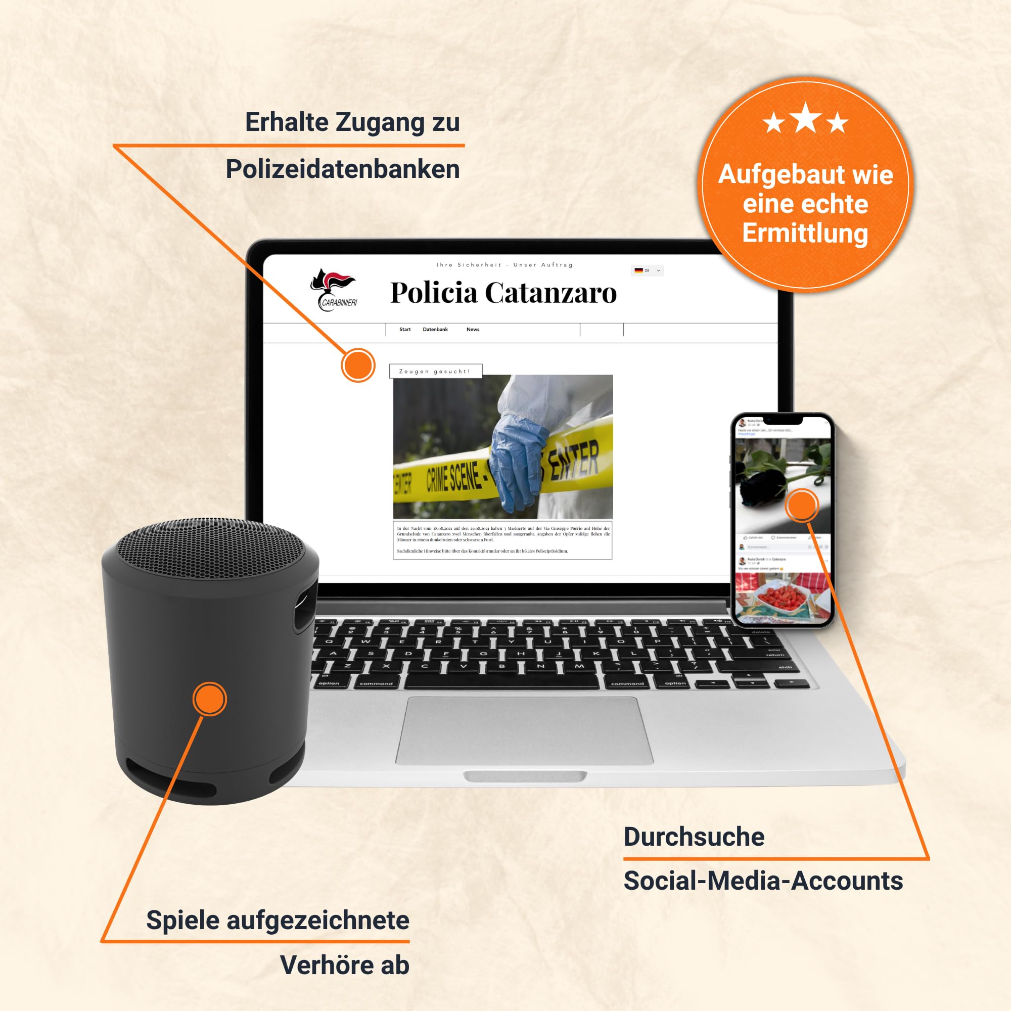 KrimiGames® Fallakten Spiele - Realistisches Crime Game für zu Hause - Krimi-Spiele für Erwachsene - 3 spannende Kriminalfälle lösen (3 für 2 Deal) - Mordfall lösen Spiel für 1-6 Personen ab 14 Jahren