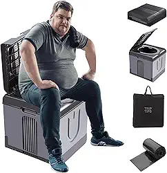 TRIPTIPS Vaso sanitário portátil para acampamento – vaso sanitário dobrável extra grande para adultos, carro, acampamento, barco, caminhadas, longas viagens, praia (quadrado)