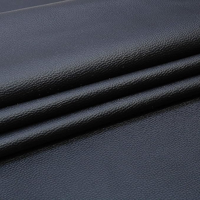 CLICKNPICK Poly Fabric Upholstery Rexine, Artificial Leather Sheet -140 cms Width -PU Mix, Matte Finish, Black - Half Meter