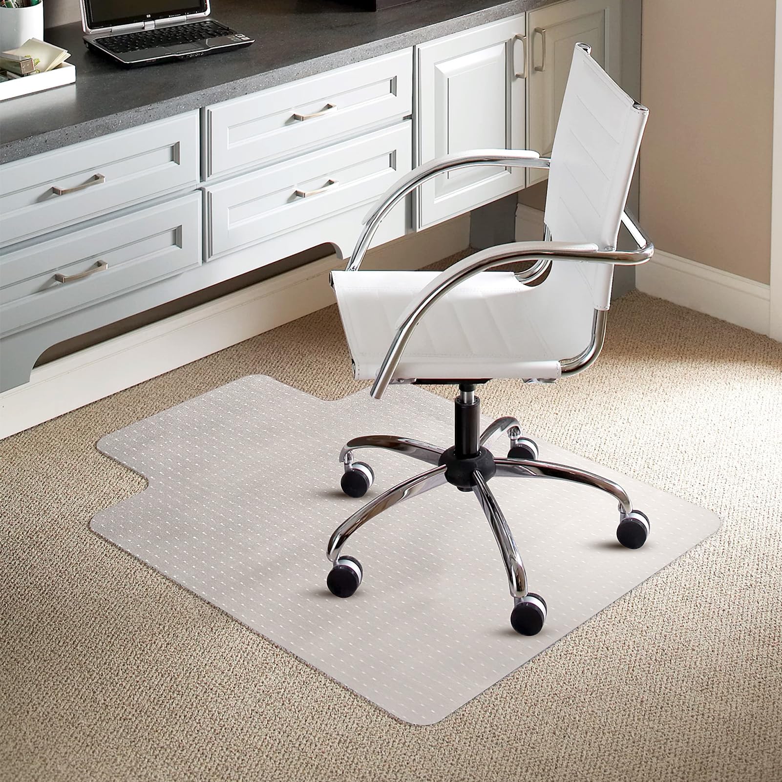 CROWNSHOP Office Chair Desk Mat 90x120cm PVC Safety Non Slip Floor Mats Carpet Protector Mat for Home Offic Chair Desks Mats for Low, Standard and Medium Pile Carpets (T-shape 90x120cm) โ image 1