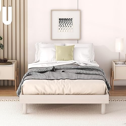Miniatura 16 de HomSof Marco de cama flotante de tamaño individual de diseño moderno, nogal Nuez,Blanco,https://www.amazon.com/dp/undefined
