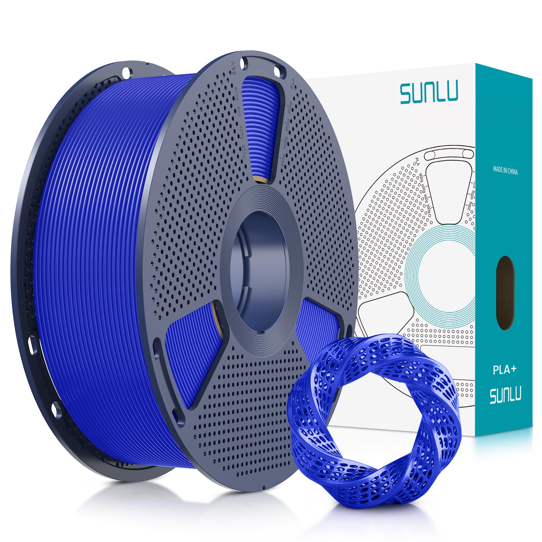 SUNLU PLA+ 3D Printer Filament 1.75mm, PLA Filament PRO, Dimensional Accuracy +/- 0.02 mm, 1 kg Spool, 1.75 PLA Plus, Blue