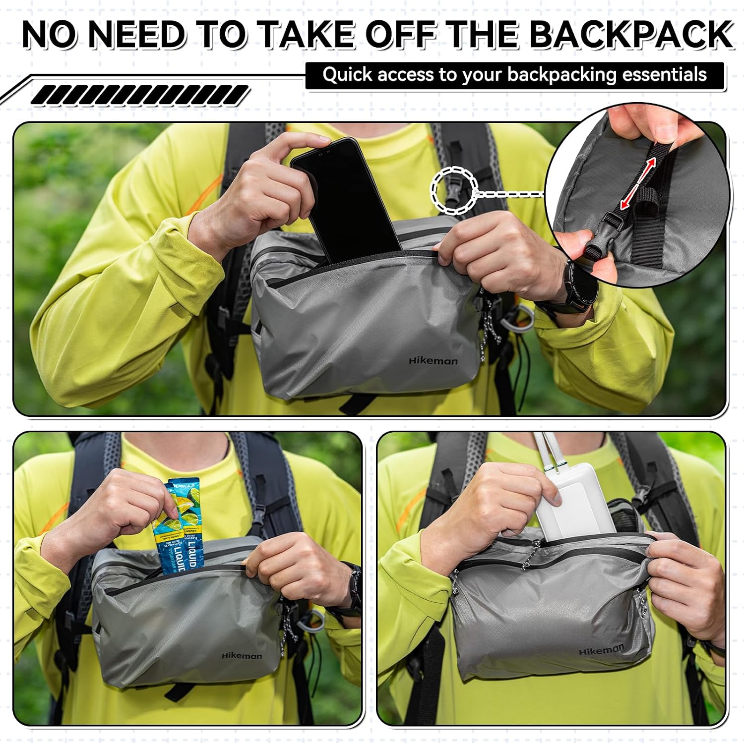 HIKEMAN Strap Pack Pouches for Backpack，Versatile, multi‑scenario(Orange)
