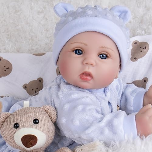 Miniatura 28 de Milidool Muñecas de bebé Reborn de 18 pulgadas, muñeca realista de bebé recién nacido, muñecas de silicona de aspecto real, con accesorios completos