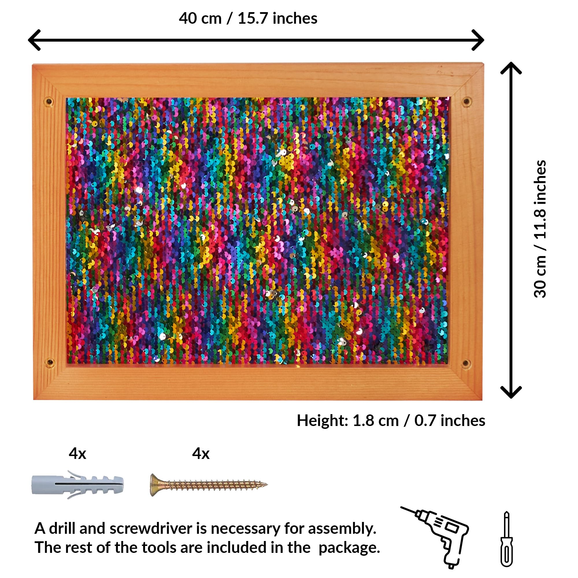 ODOXIA Paillettenwand 1er-Pack | Wendbare Pailletten-Tafel für Kinder | Sensorische Pailletten-Stoffwand | Flip-Sequin-Board | Wand- und Raum-Sensorik-Board