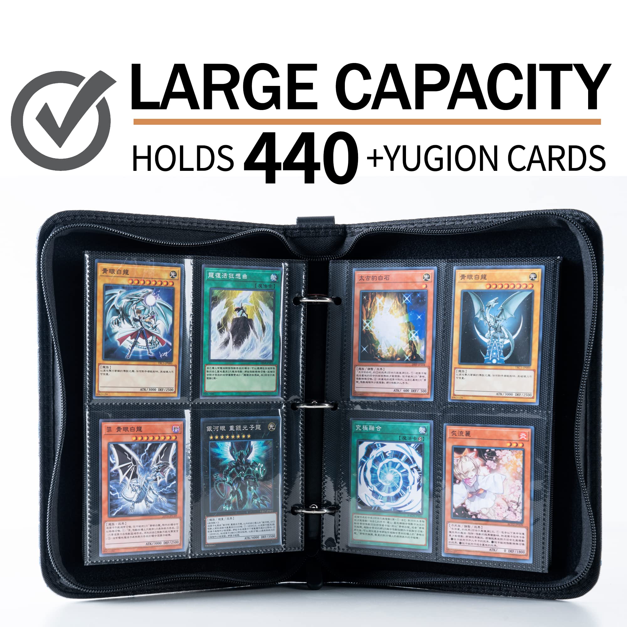 DRZERUI Binder for YuGiOh Cards - Holds 440 Trading Cards, 4