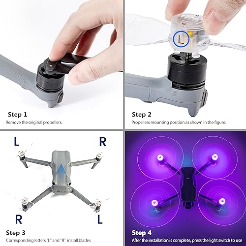 Miniatura 6 de STARTRC Hélices Air 3, hélices LED para DJI Air 3, hélice de bajo ruido de liberación rápida con cuchillas LED recargables para DJI Air 3 Series