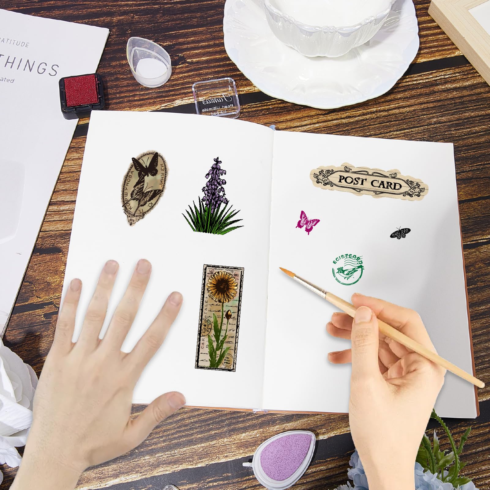 CRASPIRE 2 Sheets Postmark Clear Rubber Stamps Postcard Label Frame Vintage Reusable Transparent Silicone Stamp Seals for Journaling Card Making Scrapbooking Photo Album Decorative DIY Christmas - Image 4