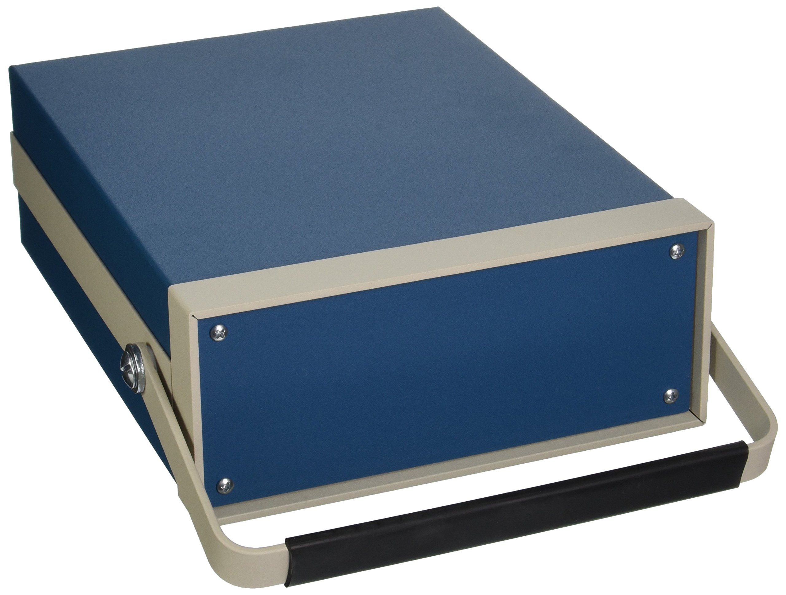 BUD Industries TR-6100 Aluminum Small Cabinet with White Frame and Bail 10.75" D x 10.75" W x 3.5" H, Royal Blue